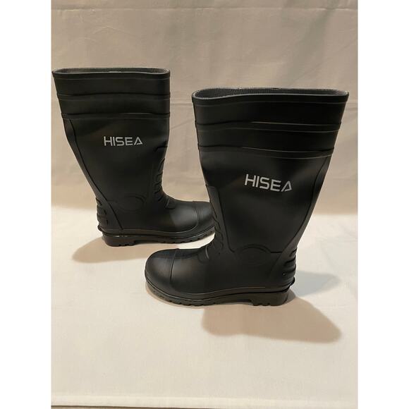 Hisea Steel Toe Waterproof PVC Rubber Rain Boots Black Size Men US: 8 main image 7